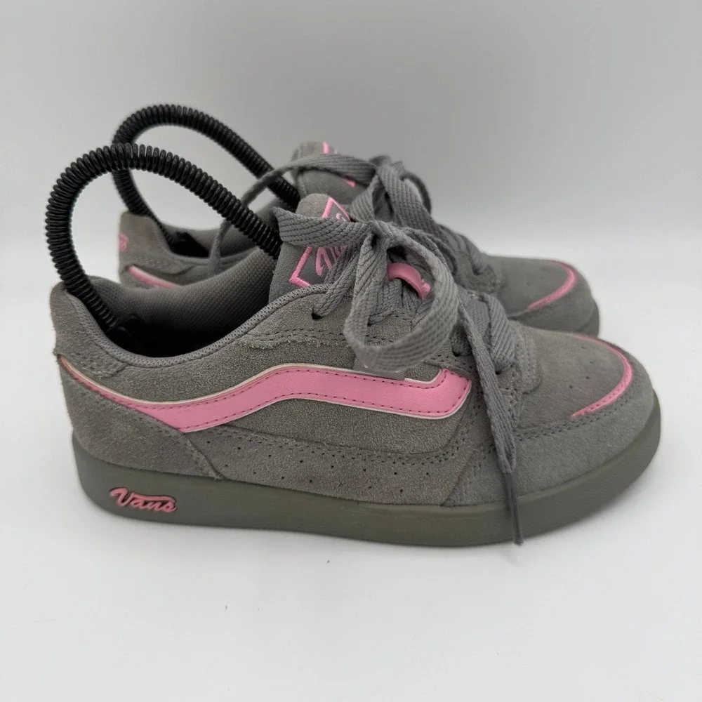 Youth Kids Vans Basha Pink Gray Suede Vintage Y2K Low-Top Skate Shoes Size 5